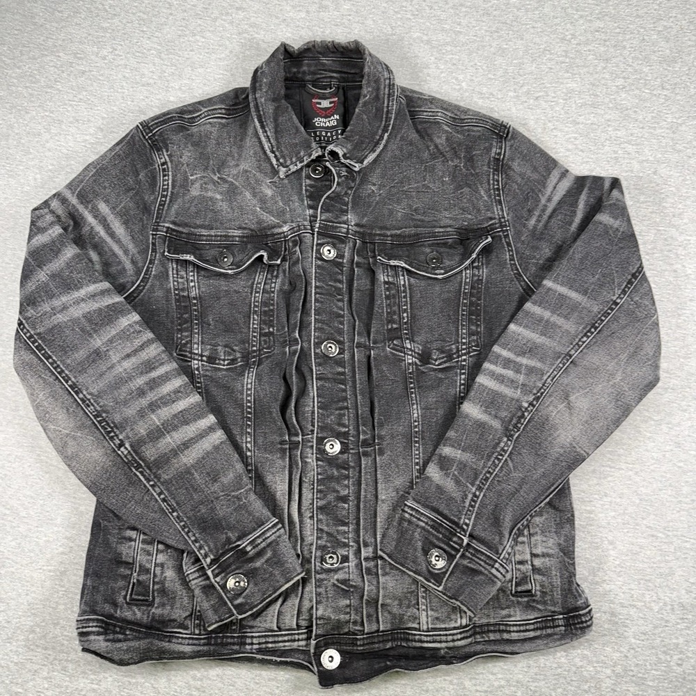 Jordan Craig Men’s Distressed Black Denim Jacket Size XL Legacy Edition JJ1082